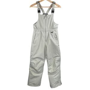 Lands' End Snow Pants Bibs Youth Kids 12 Lt Gray Insulated Ski Snowboard Tubing